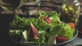 Salad with figs cheese and tomatoes, vegetable dish