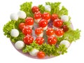 Salad `Fly agarics`.Break fast made from boiled egg ,tomato and mayonnais Royalty Free Stock Photo