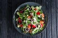 Salad with fresh cucumber, tomato, bell pepper, feta and onion Royalty Free Stock Photo