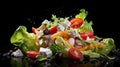 salad fresh lettuce leaves tomato feta olives peppe