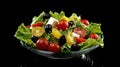 salad fresh lettuce leaves tomato feta olives peppe