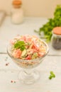 Salad of fresh tomatoes with mayonnaise. White background