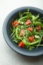 Salad of fresh vegetables and herbs in a plate on a white background, top view Royalty Free Stock Photo