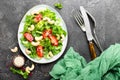 Salad with fresh vegetables and nuts. Vegetable salad with fresh vegetables and cashew. Vegetable salad on plate Royalty Free Stock Photo