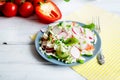 Salad Fresh Vegetables Tomatoes Cucumbers Radishes Onions Herbs Royalty Free Stock Photo