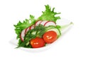 Salad of fresh vegetables In white cup on white background