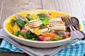 Salad with fresh watermelon and haloumi cheese Royalty Free Stock Photo