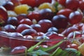 Salad in a glass dish. Rocket salad with grapes