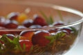 Salad in a glass dish. Rocket salad