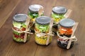 Salad in glass jar Royalty Free Stock Photo