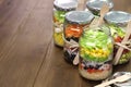 Salad in glass jar Royalty Free Stock Photo