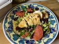 Salad with grapefruit and chicken in mustard marinade.