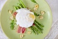 Salad with green asparagus with poached egg Royalty Free Stock Photo