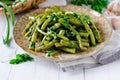 Salad of green beans with garlic, parsley