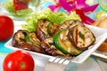 Salad with grilled aubergine and zucchini