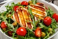 salad with grilled halloumi greek cheese in bowl Royalty Free Stock Photo