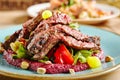 Salad with Grilled Prime Beef or Thick Slices of Marbling Steak Royalty Free Stock Photo