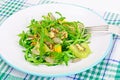 Salad from Grown Wheat, Arugula, Pumpkin Seeds with Sweet Pepper