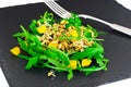 Salad from Grown Wheat, Arugula, Pumpkin Seeds with Sweet Pepper