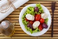 Salad of heart of palm (palmito), cherry tomatos, olives, pepper Royalty Free Stock Photo