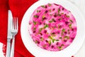 Salad from herring, beets and vegetables Royalty Free Stock Photo