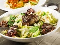 Salad with iceberg and baked chicken livers Royalty Free Stock Photo