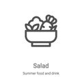 salad icon vector from summer food and drink collection. Thin line salad outline icon vector illustration. Linear symbol for use Royalty Free Stock Photo