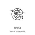 salad icon vector from summer food and drink collection. Thin line salad outline icon vector illustration. Linear symbol for use Royalty Free Stock Photo