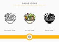 Salad icons set vector illustration with solid icon line style. Healthy vegan ingredients concept. Royalty Free Stock Photo