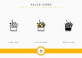 Salad icons set vector illustration with solid icon line style. Healthy vegan ingredients concept. Royalty Free Stock Photo