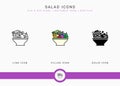 Salad icons set vector illustration with solid icon line style. Healthy vegan ingredients concept. Royalty Free Stock Photo