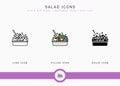 Salad icons set vector illustration with solid icon line style. Healthy vegan ingredients concept. Royalty Free Stock Photo