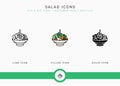 Salad icons set vector illustration with solid icon line style. Healthy vegan ingredients concept. Royalty Free Stock Photo