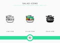 Salad icons set vector illustration with solid icon line style. Vegetarian diet food concept. Royalty Free Stock Photo