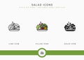 Salad icons set vector illustration with solid icon line style. Vegetarian diet food concept. Royalty Free Stock Photo