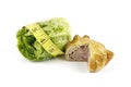 Salad Lettace with Pork Pie and Tape Measure Royalty Free Stock Photo