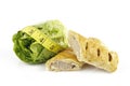 Salad Lettace with Sausage Roll and Tape Measure Royalty Free Stock Photo