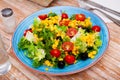 Salad with lettuce, tomato, corn and olives Royalty Free Stock Photo