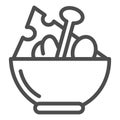 Salad line icon. Salad plate illustration isolated on white. Bowl full with meal outline style design, designed for web Royalty Free Stock Photo