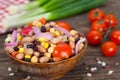 Salad made of beans, chickpeas and corn