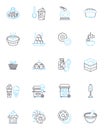 Salad maker linear icons set. Chopper, Slicer, Dicer, Grater, Spinner, Mixer, Processor line vector and concept signs