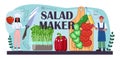 Salad maker typographic header. Peopple cooking organic and healthy