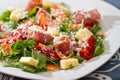 Salad with meat and tomatoes Royalty Free Stock Photo