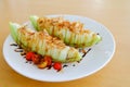 salad melon topping katsuo, Japanese fusion food style