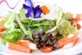 Salad mix with fresh vegetable and crab stick Royalty Free Stock Photo