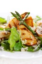 Salad mix with pears and grilled asparagus Royalty Free Stock Photo