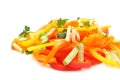 Salad from multi-coloured pepper with cucumbers