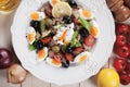 Salad Nicoise with tuna and boiled eggs