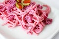 Salad of noodles and red radish Royalty Free Stock Photo