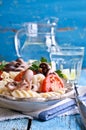 Salad with octopus, pasta and tomato Royalty Free Stock Photo